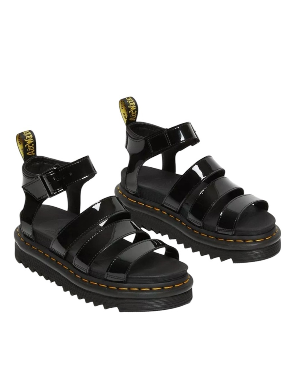 Dr Martens Docs Blaire Patent Leather Strap Sandals in Black Sz 6 - Picture 3 of 15